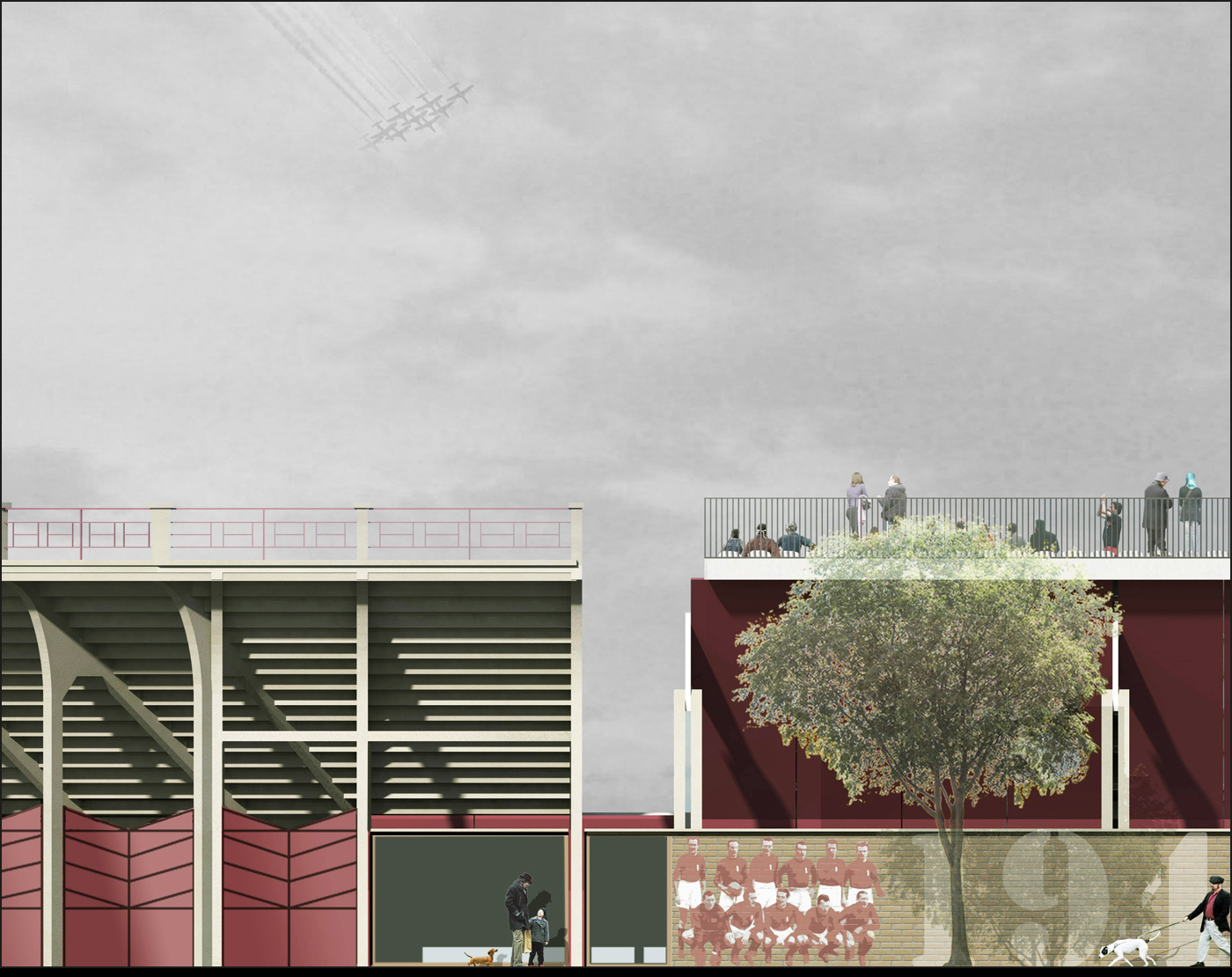 Nuovo Stadio Filadelfia a Torino. Progetto vincitore del concorso di idee. La tribuna storica e i nuovi spalti | Bottega di Architettura