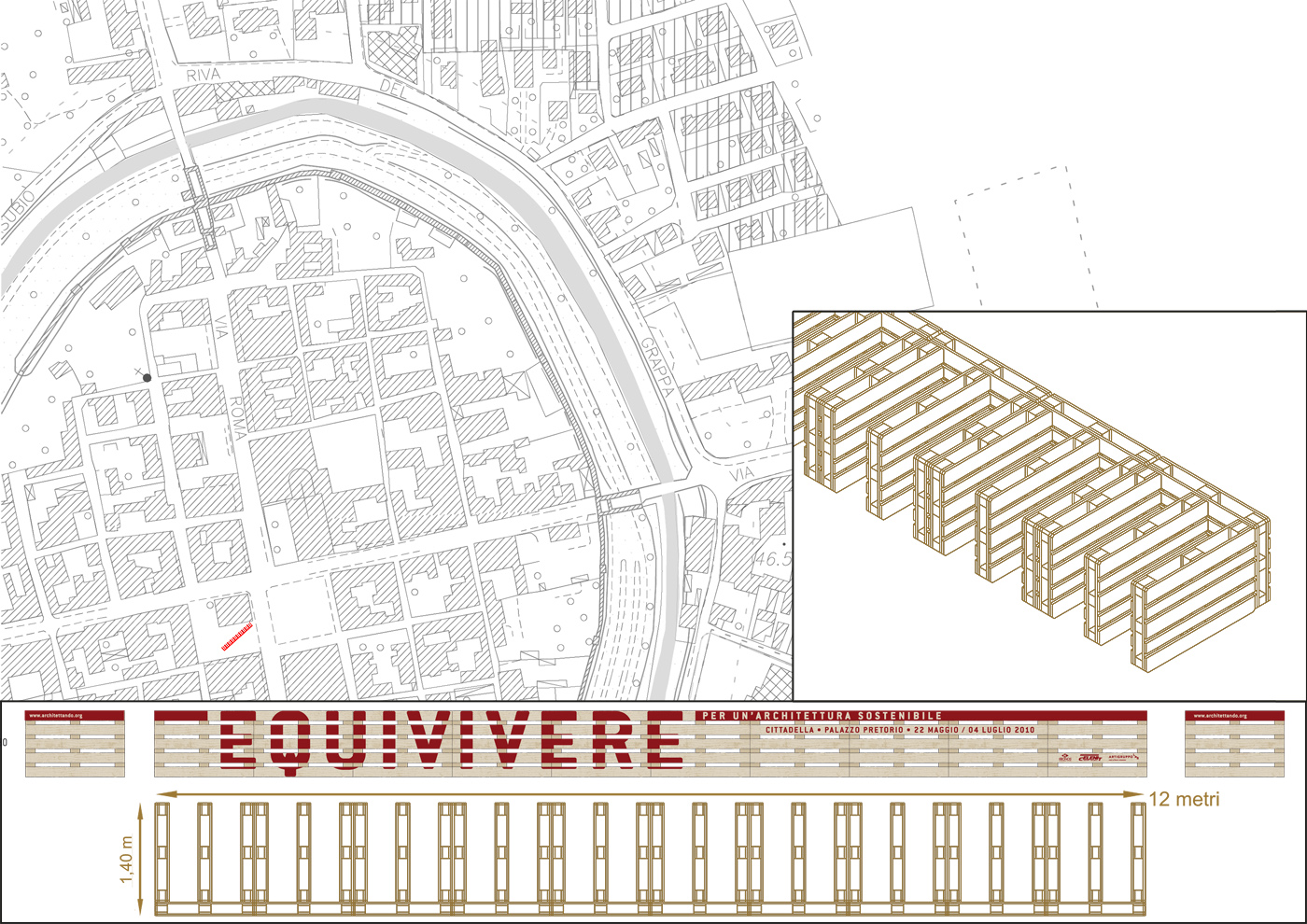 Installazioni urbane per una rassegna sulla sostenibilità. La diga porta-bici, il progetto | Bottega di Architettura